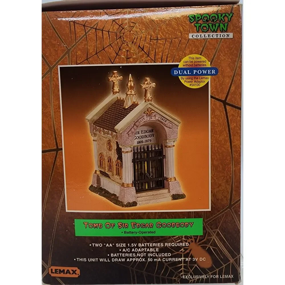 Lemax Spooky Town 24766A Tomb Of Sir Edgar Goodbody House Figure 2002 Lights Up